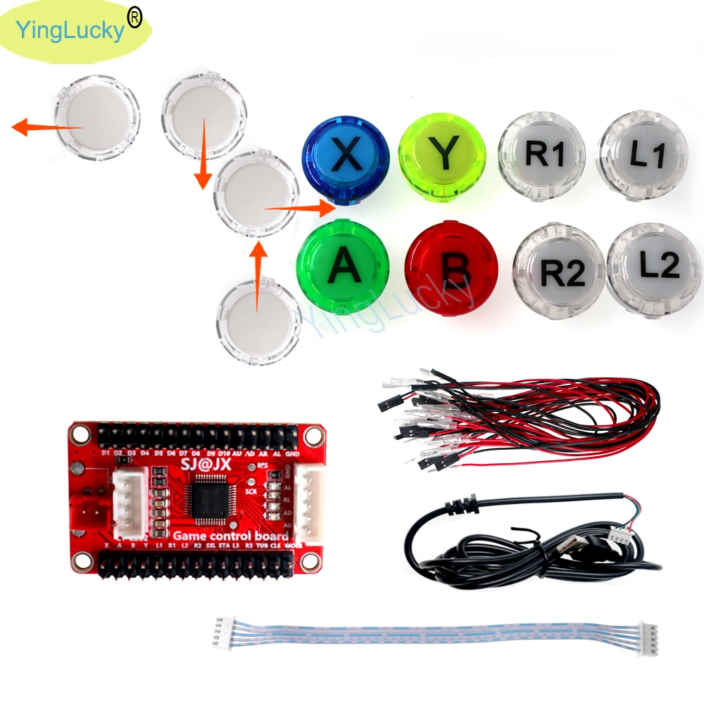 Arcade hitbox button kit with zero delay arcade USB encoder supports pc ps3 raspberry pi