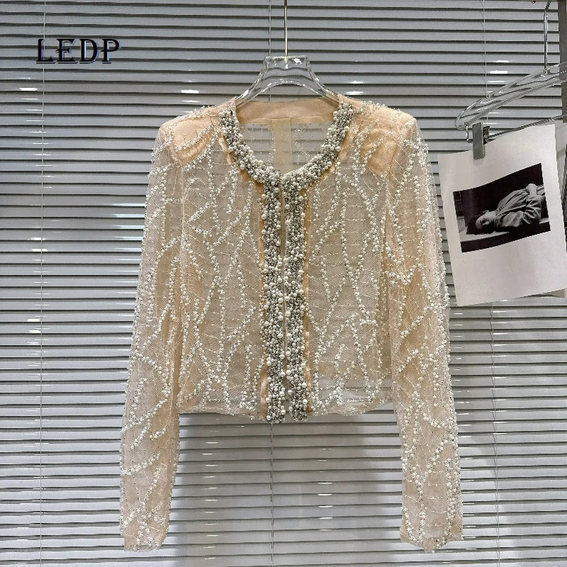 

French Heavy Industry Beaded Women's Clothing 2026 Spring New Fashion Temperament Versatile Shoulder Pad Short Coat Top Ladies