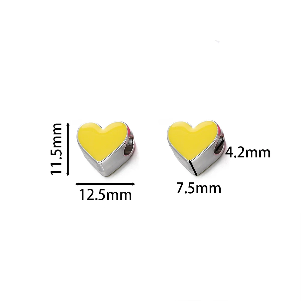 5pcs/Lot Colorful CCB Heart Beads Large Hole Spacer Loose Beads for Bracelet Necklace Jewelry Making Accessories Supplies