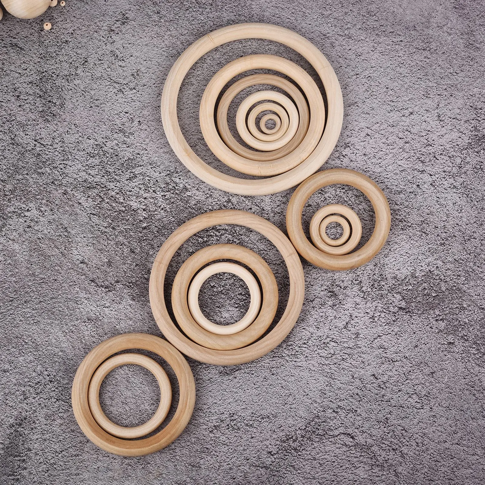 Wooden Ring Circle Natural Wood DIY Handicraft Decoration Baby Teether Rodent Teething Ring Montessori Toy Ornaments Accessories