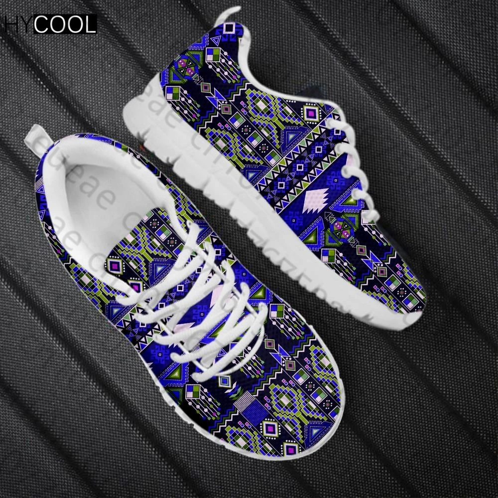 HYCOOL Brand Designs Unisex Sports Shoes Indian tribe Aztec Pattern Printing Women Men Mesh Lace Up Sneakers Fitness Footwear