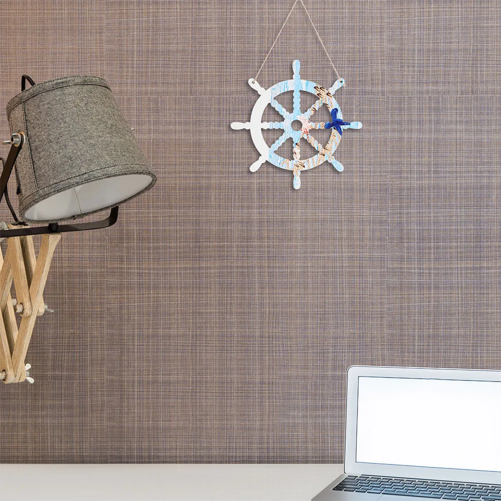 

Creative Wooden Ship Wheel Wall Decor Nautical Style Home Office Rudder Hanging Ornament Unique Coffee Bar Decoration