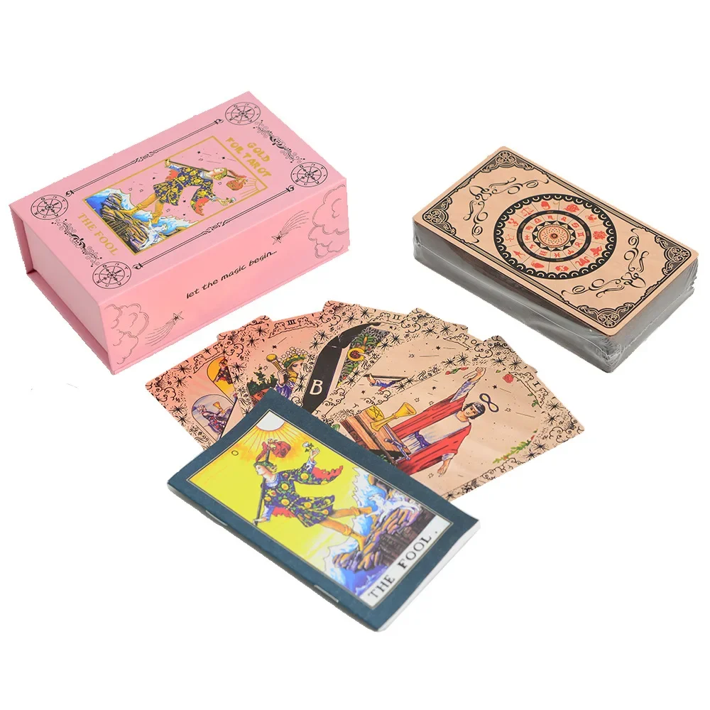 

78PCs Classic Rose Gold Wait Tarot Cards with Guide Book Waterproof Divination Board Game Tarot Cards Deck 12*7cm