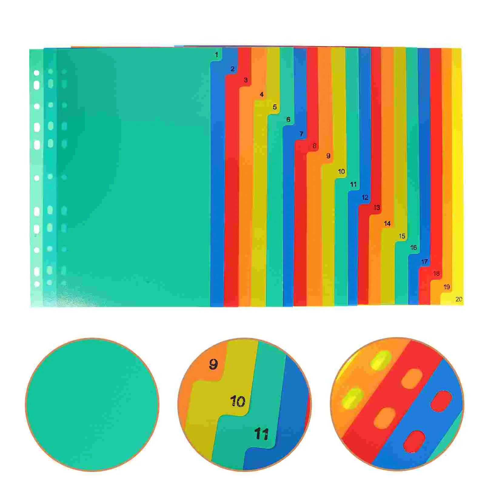 

20 Pcs Binder A4 Separated Loose Leaf Folder Dividers Cassette Plastic Notepad Markers Loose-leaf Page Punched Office