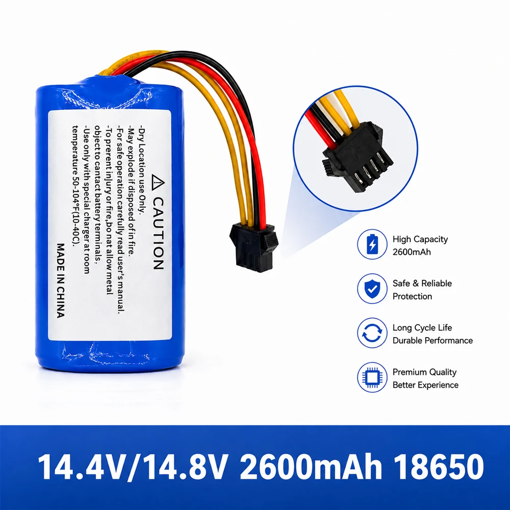 14,4 V/14,8 V 2600 mAh 18650 wiederaufladbarer Li-Ionen-Akku für Haier Robot Xshuai HXS-C3 Roboter-Staubsauger-Kehrmaschinen-Akkus