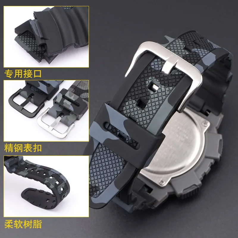 Camouflage Watch Strap For Casio AQ-S810W AE-1200/1300/SGW-300 W-S200H W-800H W-216H W-735H F-108WH W-215 AEQ-110W Silicone Band