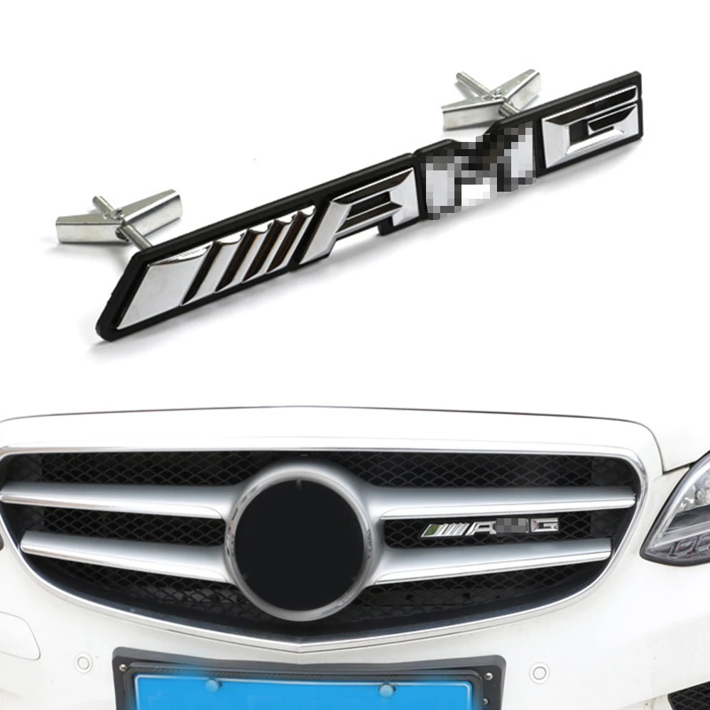 5pcs Front Grill Badge Emblem AMG Logo For Mercedes Benz High Quality 190x25MM