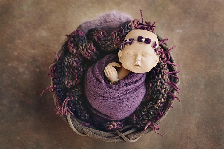 Newborn Photography Accessories Handmade Knitted Gradient Mat Knitting Wrap for Baby Studio Photoshoot Mixed Color Blanket