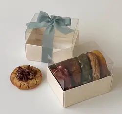 10pcs Macaron Cookies Packaging Box For Business Birthday Party Gift Bake Cake Bread Dessert Packing Bakery Donut Pastries DIY