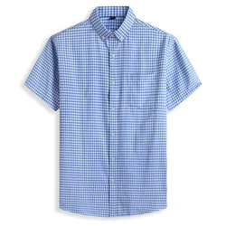 Summer New 6XL 7XL 8XL Men's Business Casual Plaid Short Sleeve Shirt Classic Men's Button-down Loose Pocket Cotton Large Shirts