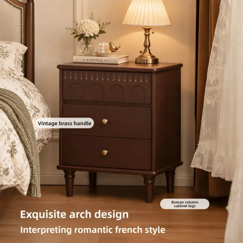 French Style Solid Wood Bedside Cabinet Italian Inspired Luxury Storage Shelf Minimalist Modern Bedside Cabinet Bedside Table