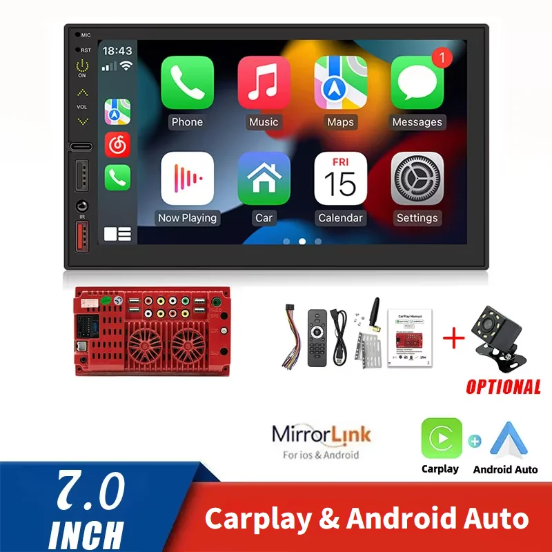 7 "2 DIN راديو السيارة MP5 مشغل الوسائط المتعددة FM مع CarPlay أندرويد السيارات بلوتوث يدوي USB نظام الصوت رئيس وحدة للمركبة #6