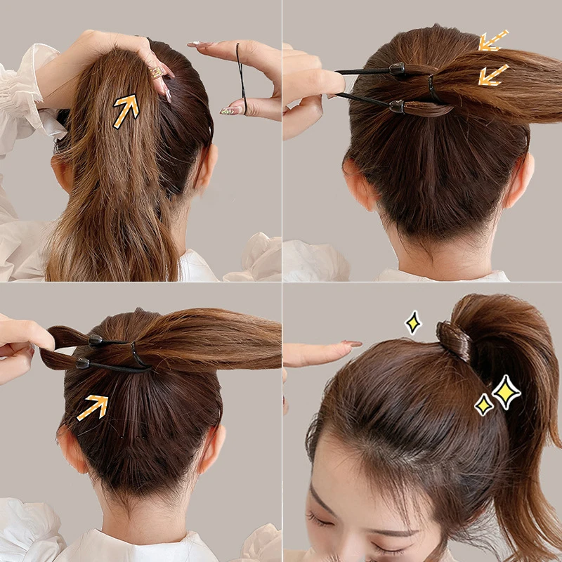 Coleteros con lazo para pelo de peluca para niña y mujer, gomas elásticas con volumen para el cabello, accesorios para la cabeza