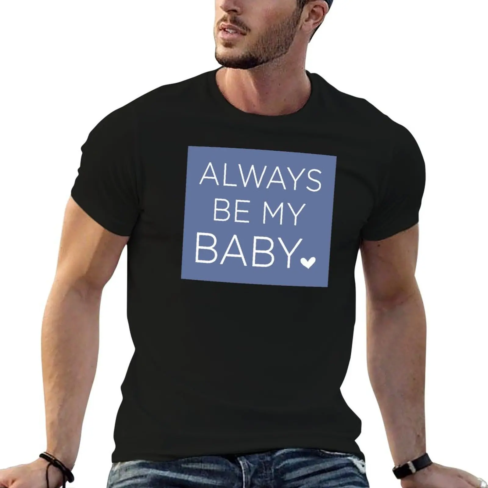 Copy of Mariah Carey- Always Be My Baby in Soft Navy (Typography) T-Shirt quick drying vintage t shirts clothes for men