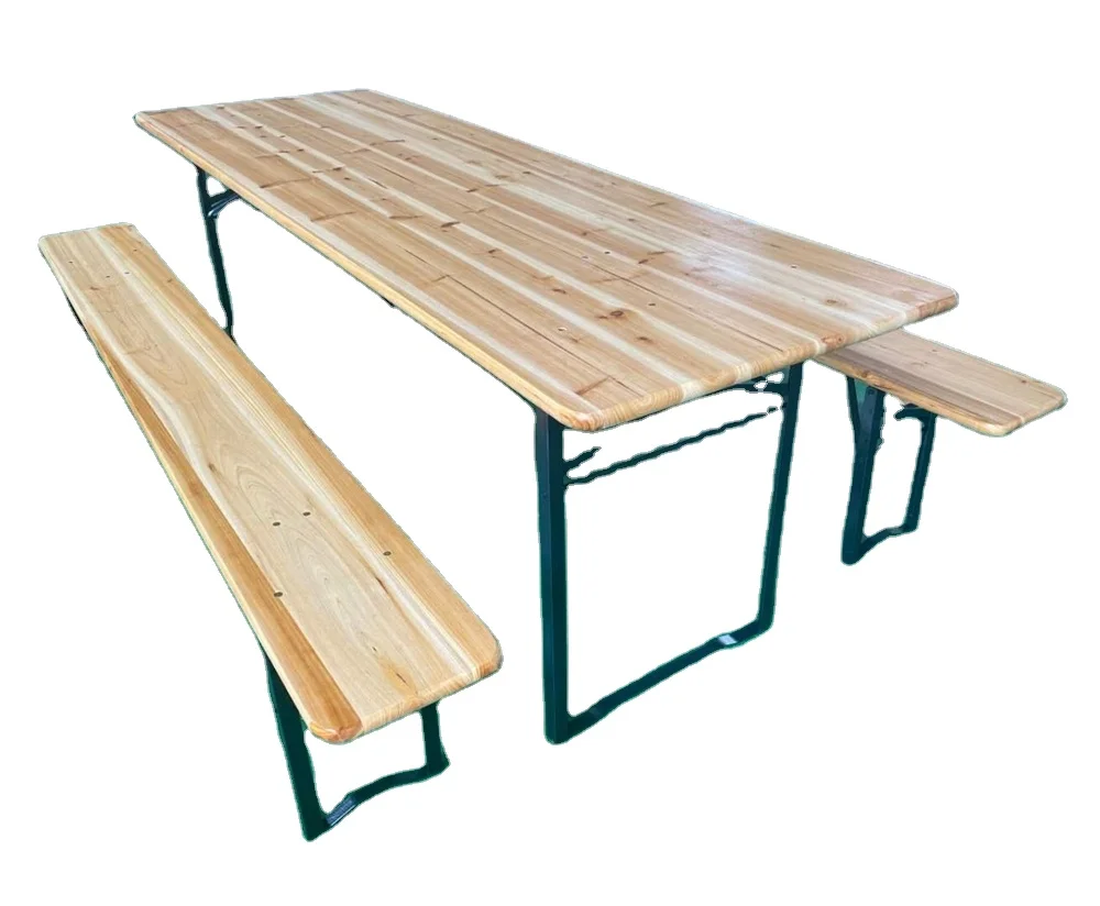 YTYIN Mobília ao ar livre dobrável de madeira para acampamento, piquenique, mesa e banco de cerveja CNLF