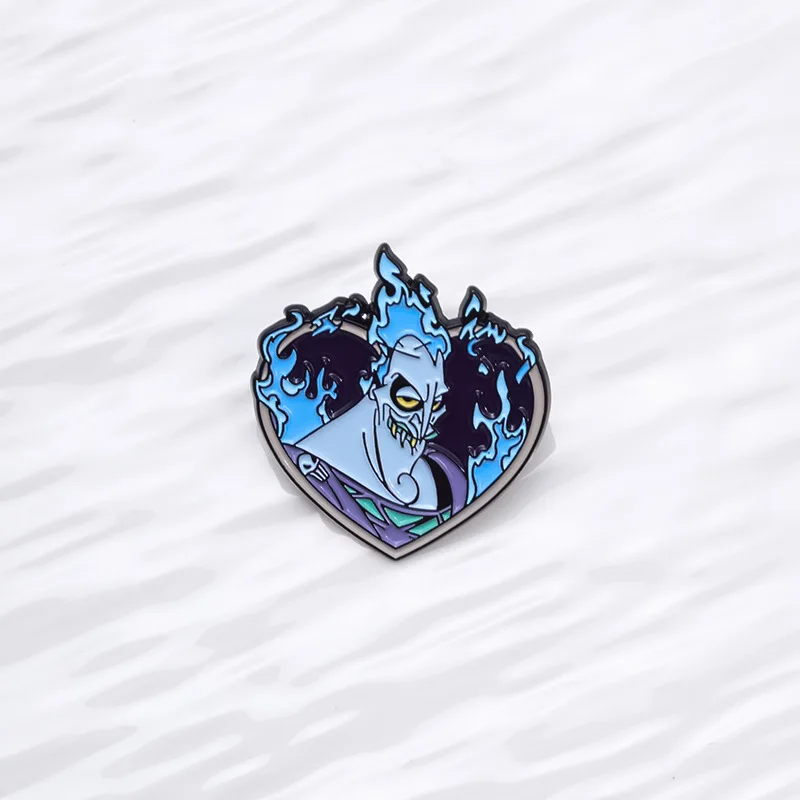Heart-shaped Brooches Cartoon Blue Flame Metal Badges Small Gifts Wholesale Lapel Pins for Caps Backpack Pin Brooch Backpacks