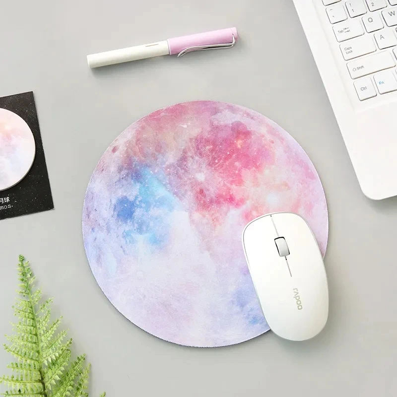 Kawaii Round Celestial Mouse Pad Soft Mat For Game Computer Cap Desk Mat Pads Non-Slip Rubbe PC Waterproof Office MousePad 22cm