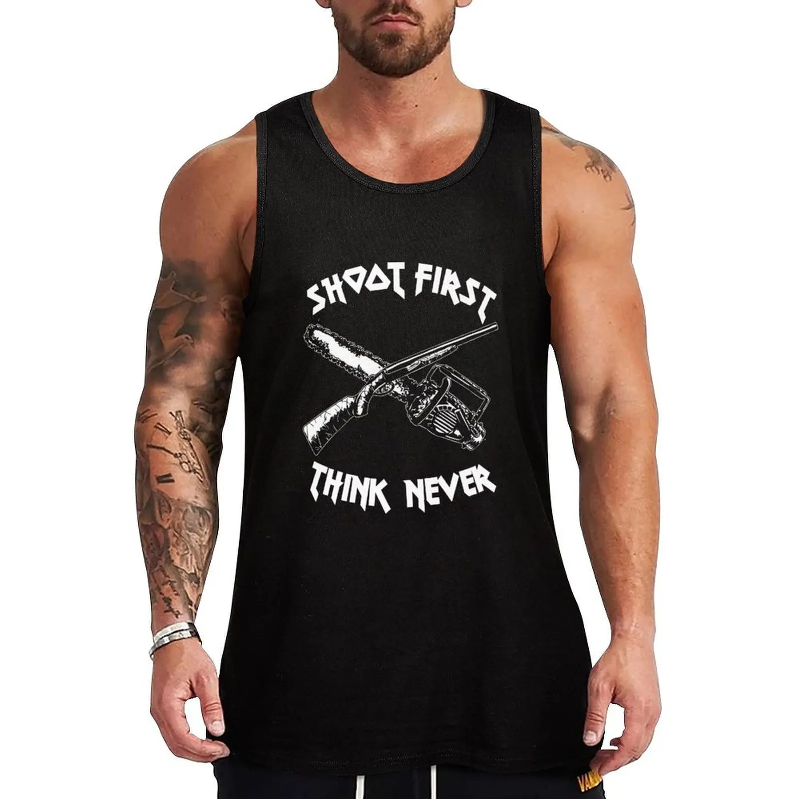 

Shoot First Think Never Tank Top Daily Casual Tank Top Relaxed Fit Sleeveless Summer