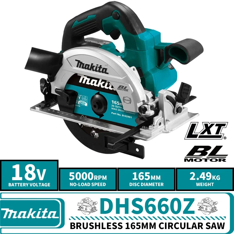 Makita DHS660ZJ 18V LXT Brushless Cordless 165MM Circular Saw Lithium Power Tools 5000RPM