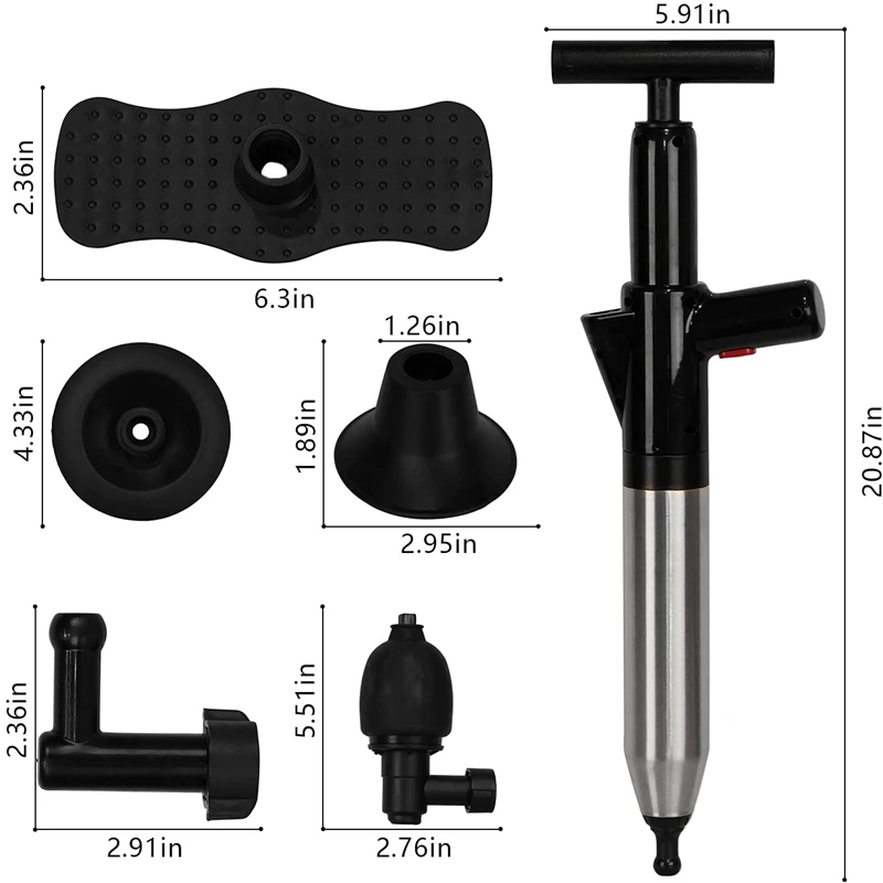 Toilet plunger High pressure drain plunger Unclogging clog remover Drain pipe Bathroom Shower Sink Bath