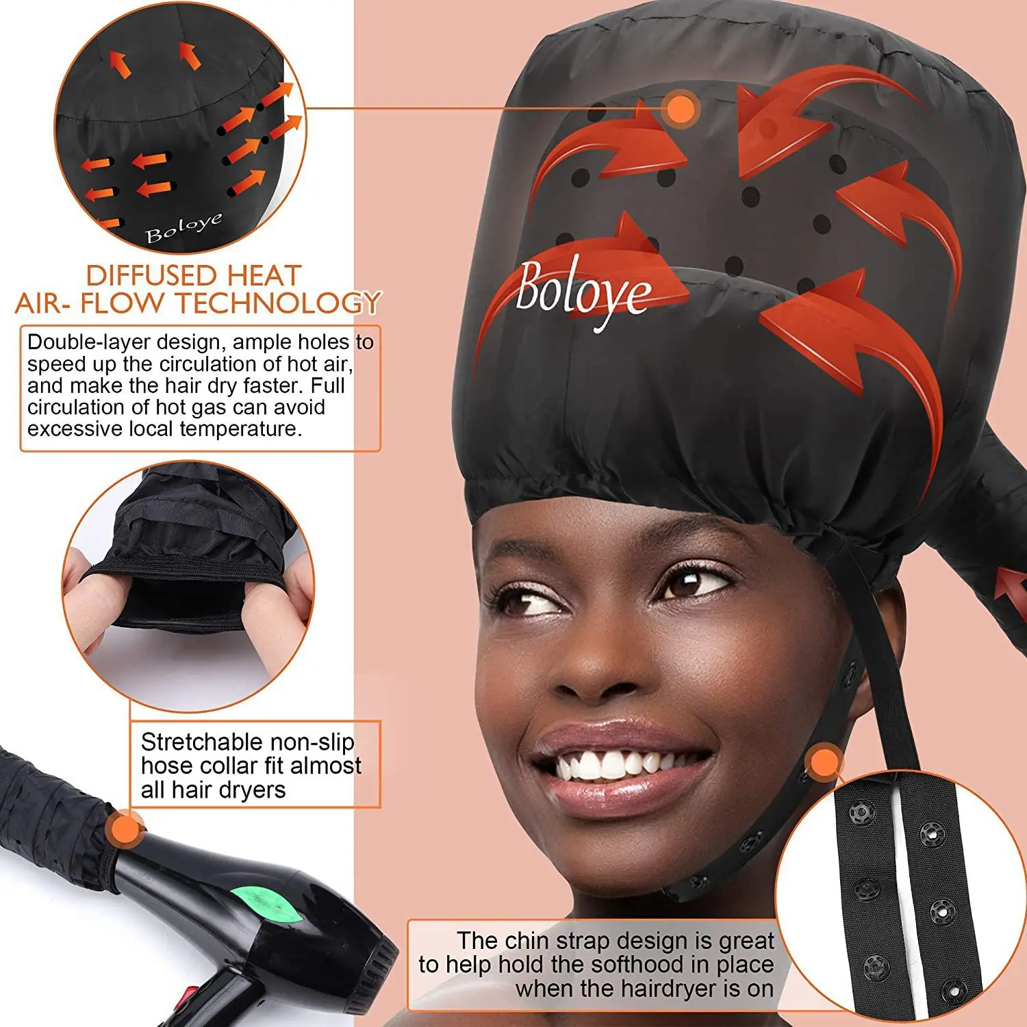TAIGH-Dry Hair Cap Hair Dryer Home Barbershop Oil Cap Salon Hairdressing Hat Bonnet Caps Hair Care Perm Helmet Hair Steamer
