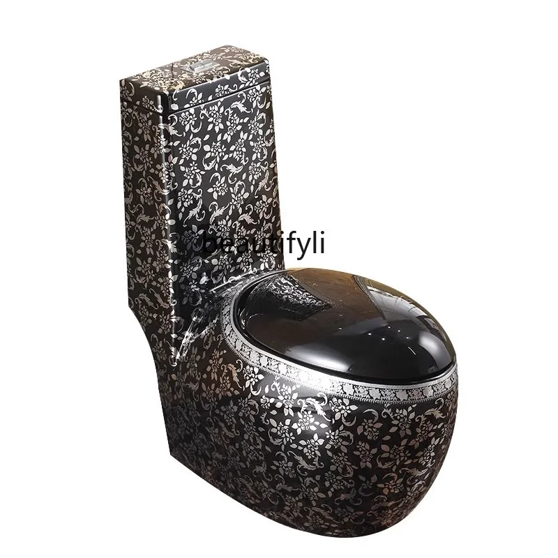 Silver toilet, black toilet, super swirl retro bathroom deodorant household creative ceramic Nordic toilet