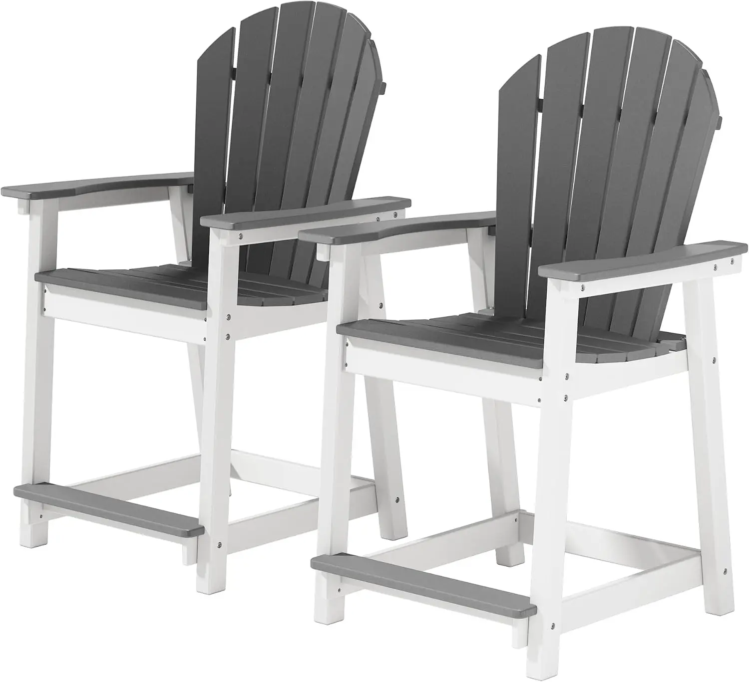 

Tall Adirondack Chairs Set of 2, Patio Bar Stool Chair with High Back, 400lbs, Widened Arms, All-Weather Balcony Chair f