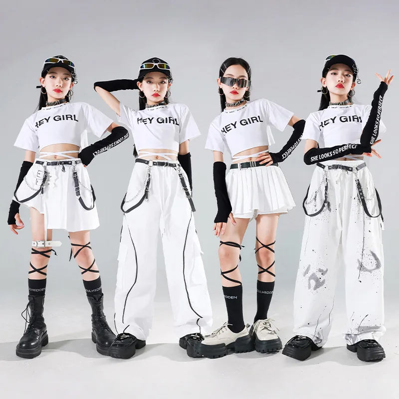 子供用ストリートダンス、ジャズダンス衣装、子供用ヒップホップセット、ガールズグループモデル、Tステージファッションショー衣装
