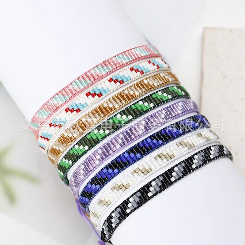 

Rice bead bracelet Originality Geometry Design Hand knitting Gradient color Bohemia Fashion Adjustable Female Beaded bracelet
