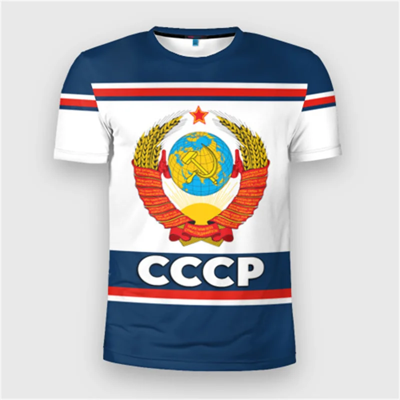 Fashion Russia Flag Badge T-shirt For Men's Clothing Short Sleeve T Shirts 3d Print Cool Pattern Street Trend Man Pride Tee Top