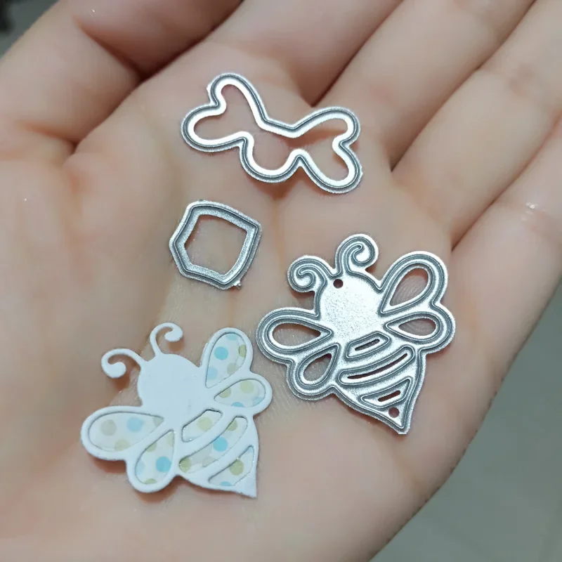 Mini Bee Insect Frame Metal Cutting Dies Scrapbooking Stencils Decorative Christmas Album Craft Card Making Template Supplies