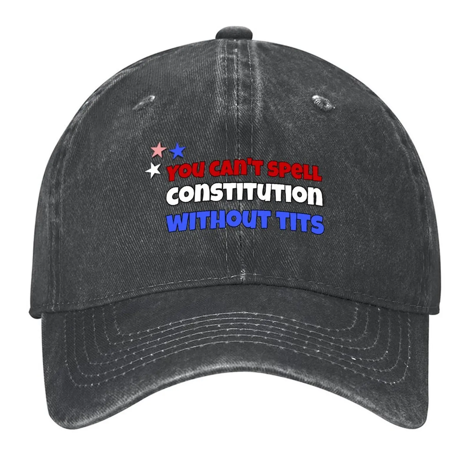 

Red, White & Royal Blue - U cant spell constitution without tits Baseball Cap Trucker Cap black Snapback Cap Man Women's