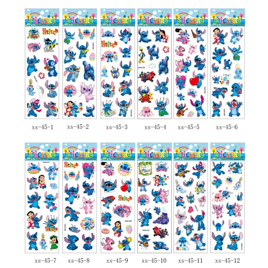 12pcs/lot Stitch Stickers for Children Cartoon 3D Bubble PVC Sticker Notebook Scrapbook Decoration Kids Birthday Gift