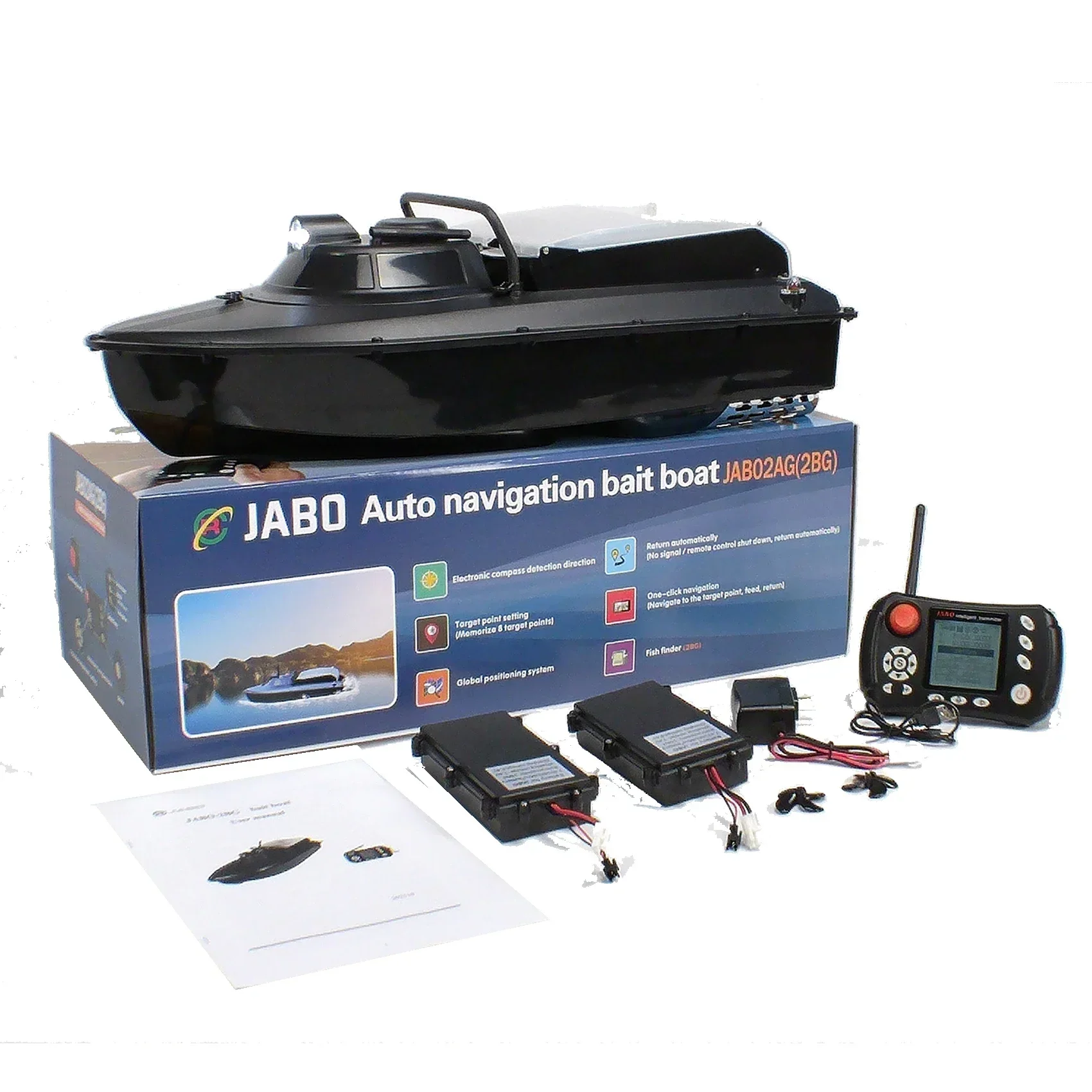 

In stock Jaboboat JABO2BG GPS Remote Control Fishing Bait Boats with