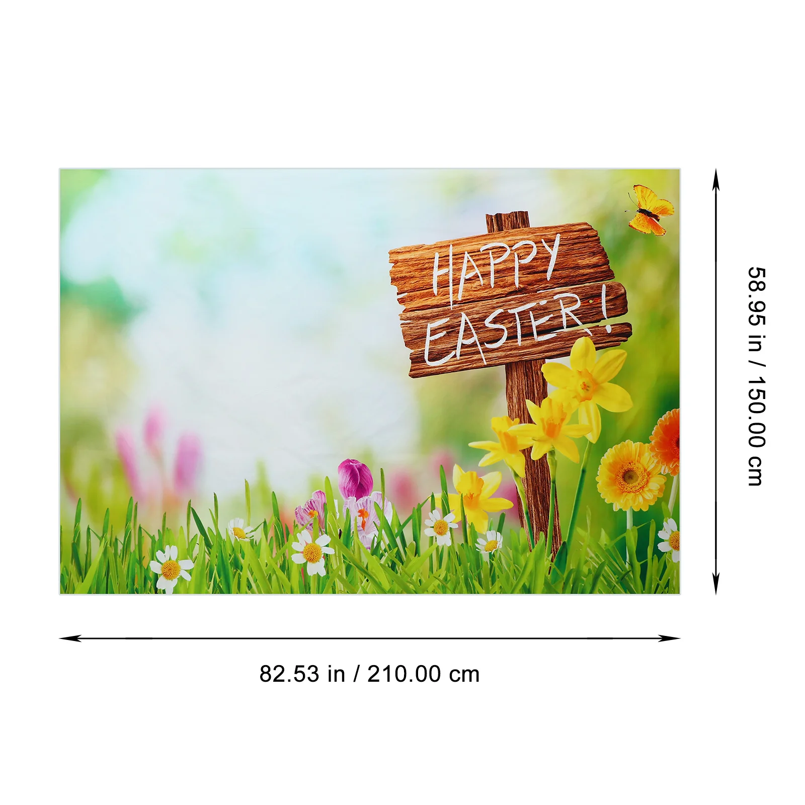 イースターフラワーグラス風景背景-ソフト再利用可能なビニール写真背景布-ホームウォールデコレーション-イースター写真撮影パーティー用