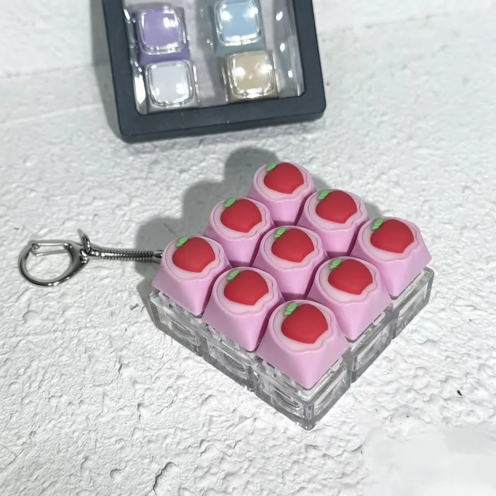 9-Button Design Fidget Keychain Soft Silicone Crisp Sound Fidget Keychain Portable Size Kawaii Keyboard Fidget Office Use
