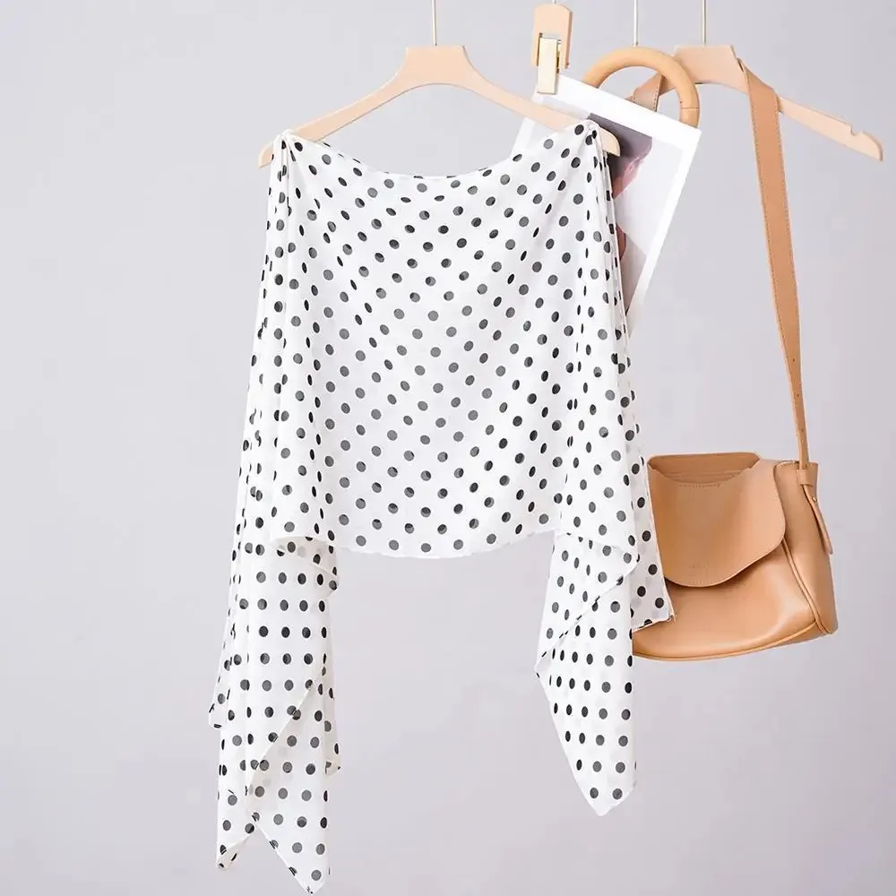 Summer new style Poncho outdoor photography Cape fashion flower print pullover travel women's sunscreen shawl Gift White