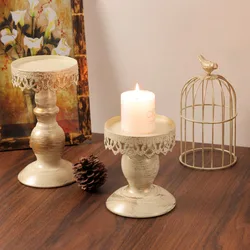 Set Of 2 Metal Candle Holder For Home Decor Iron Ornaments Vintage Bird Cages For Restaurants Tea Light Holder