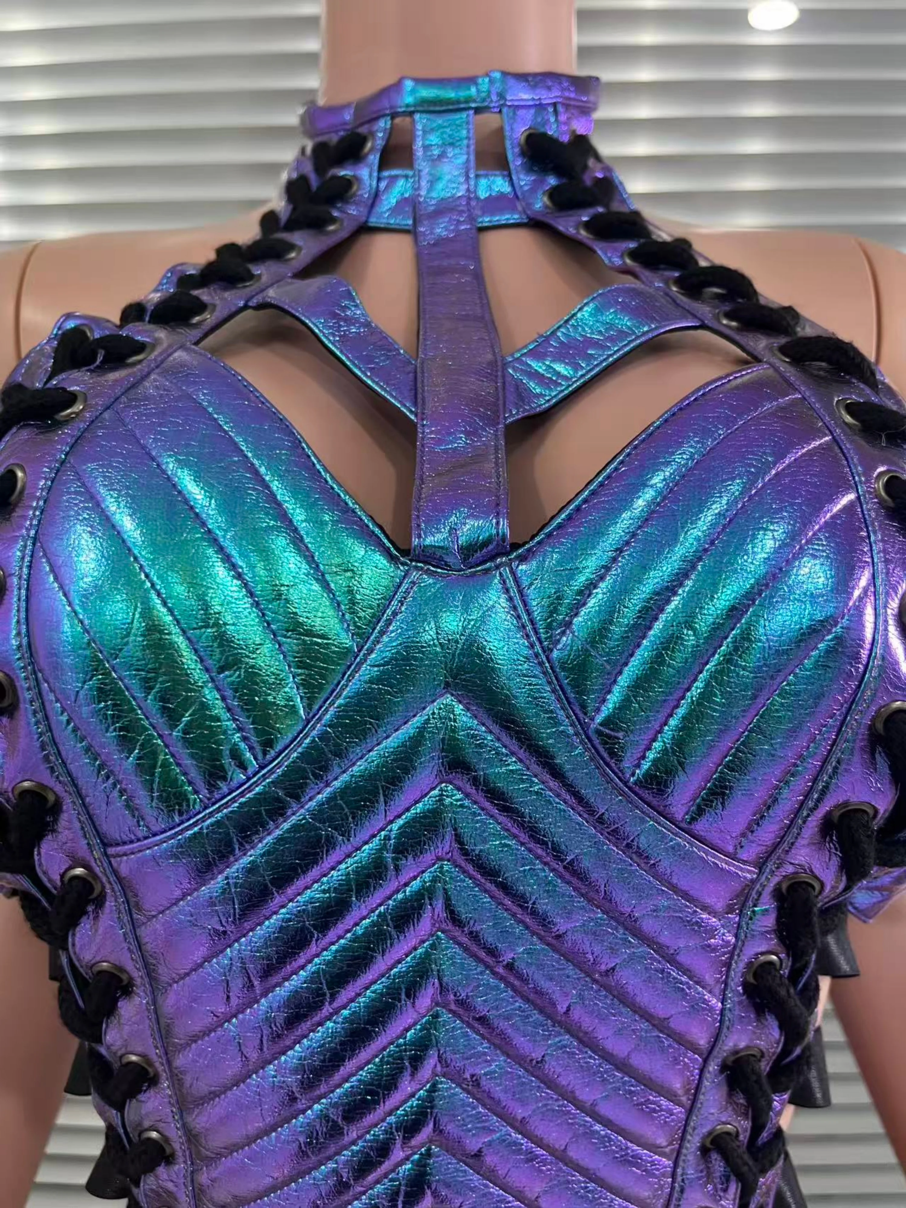 Mini robe paresseuse de Style gothique, découpes uniques, à lacets, pour soirées en Club, concerts, rassemblements à la mode