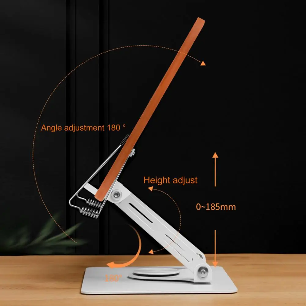 Desktop Book Stand 360-degree Rotating Bamboo Book Holder Hands-free Desktop Stand for Height Adjustable Stability Cookbook