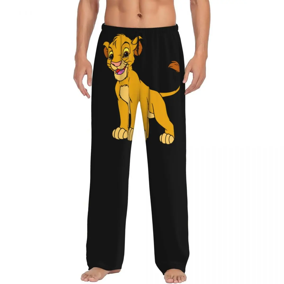 Pantalones de pijama con estampado personalizado de Simba Nala, el Rey León, ropa de dormir Pumba para hombre, pantalones con bolsillos