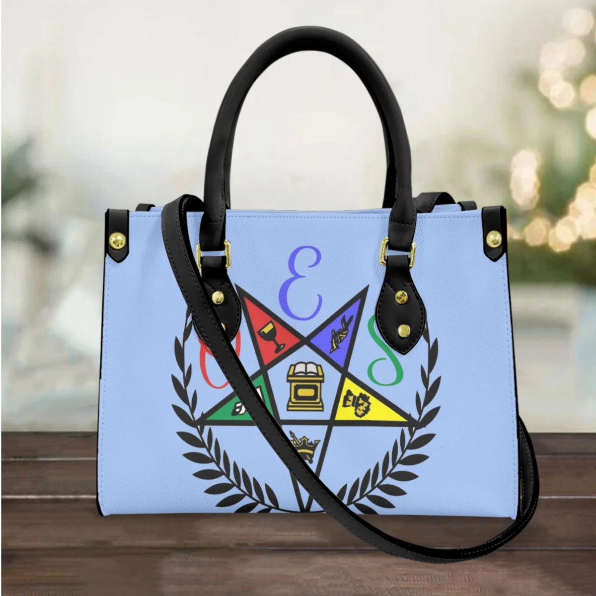 

FORUDESIGNS Hand Bags Ladies Order of The Eastern Star Blue Leather Handbags Women Shoulder Tote Bag Female Casual Bags