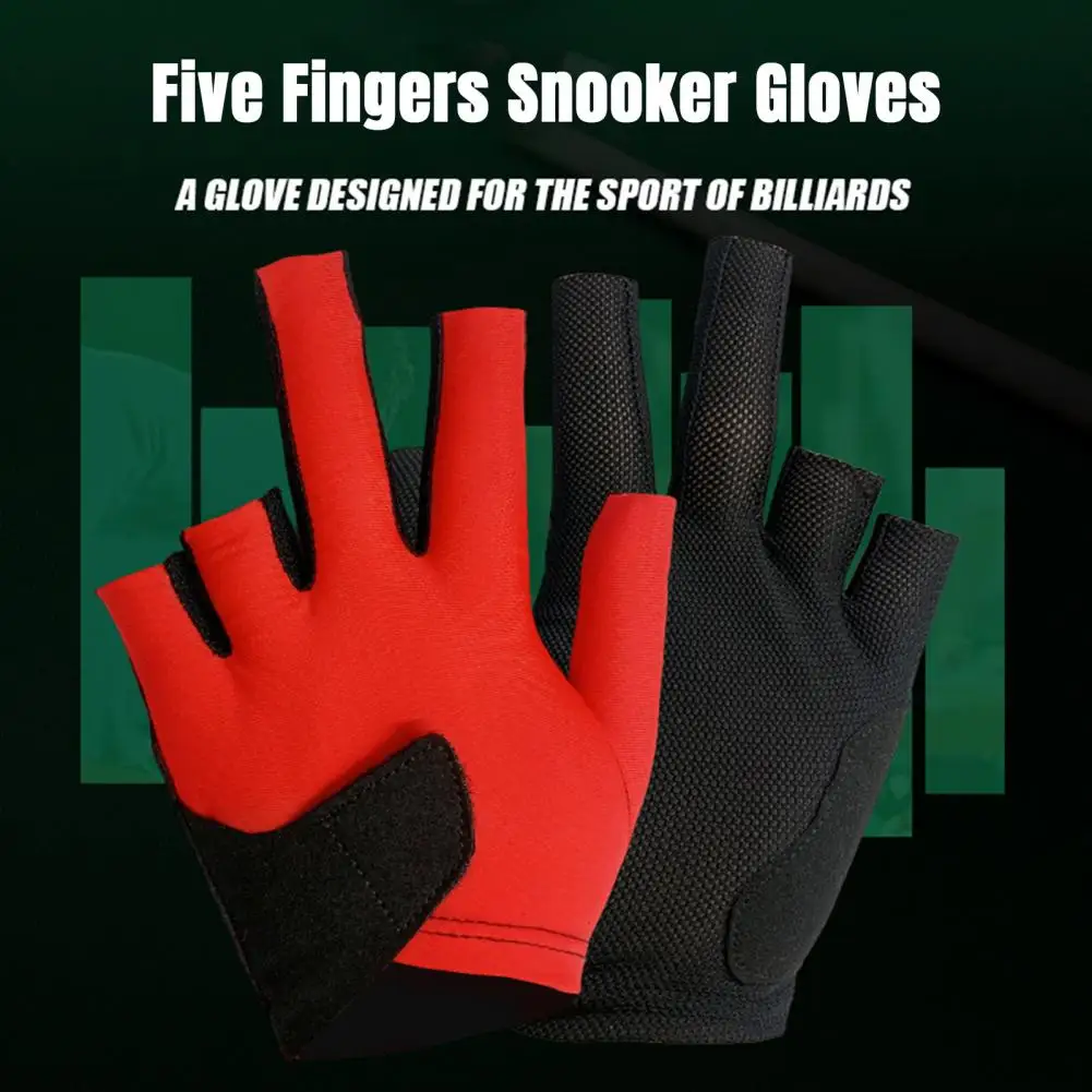 1Pc Biljart Handschoen Anti-slip Zweetabsorberend Ademend Mannen Vrouwen Linkerhand Snooker Cue Sport 5-vinger Handschoen Biljart Accessor