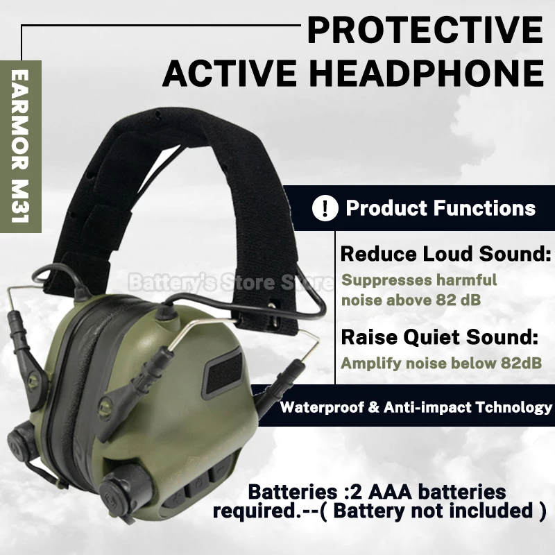 Imagem -02 - Earmor M31 Mod4 Tactical Shooting Headconjunto Cancelamento de Ruído Tactical Headset Proteção Auditiva Nrr 22db