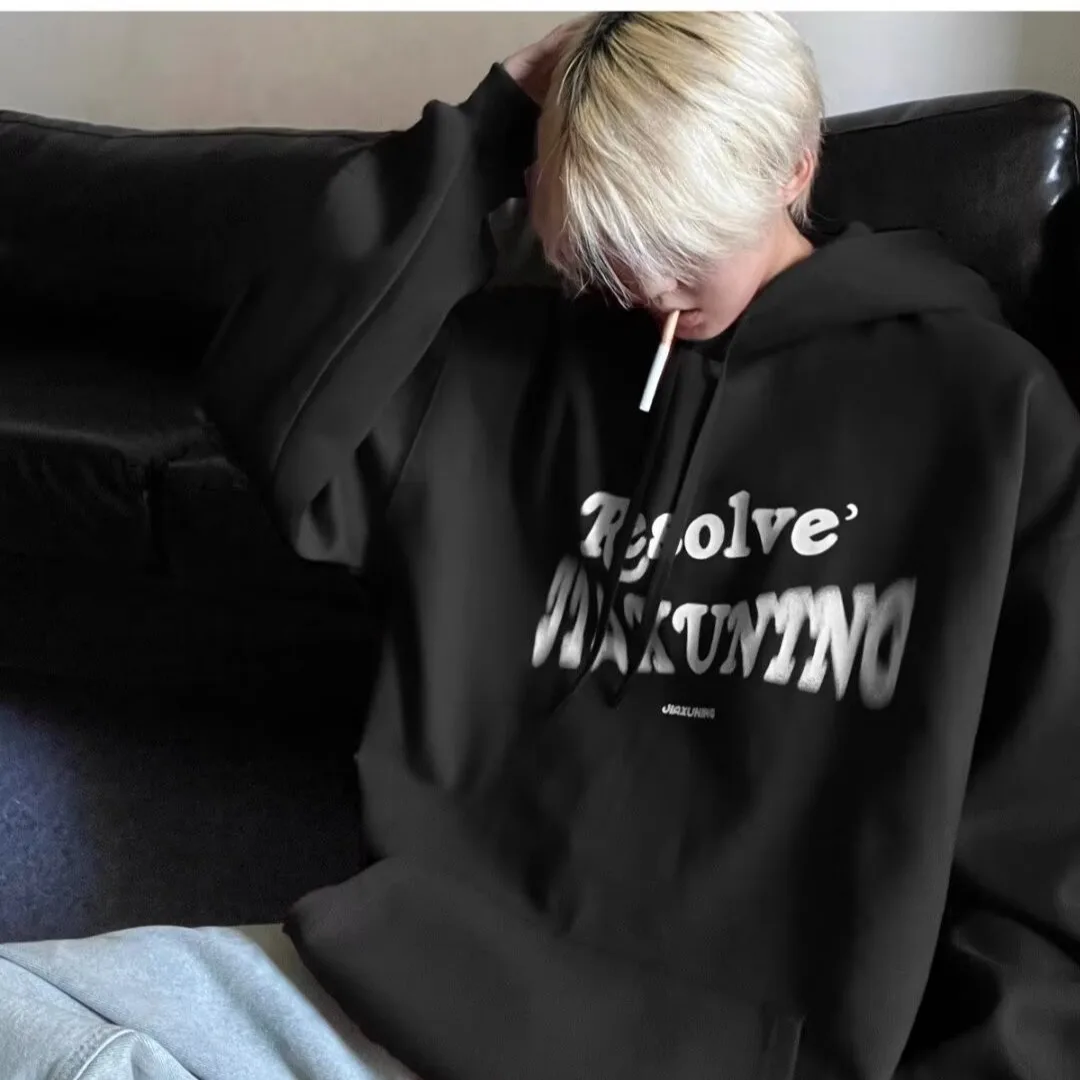 

Мужская толстовка оверсайз с длинным рукавом, красная, осенне-зимняя, модная, в уличном стиле, из полиэстера