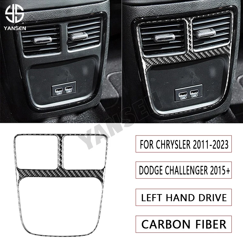 

Car Rear Seat Air Vent USB Panel Carbon Fiber Sticker For Dodge Challenger 2015+ For Chrysler 2011-2023 Accessories