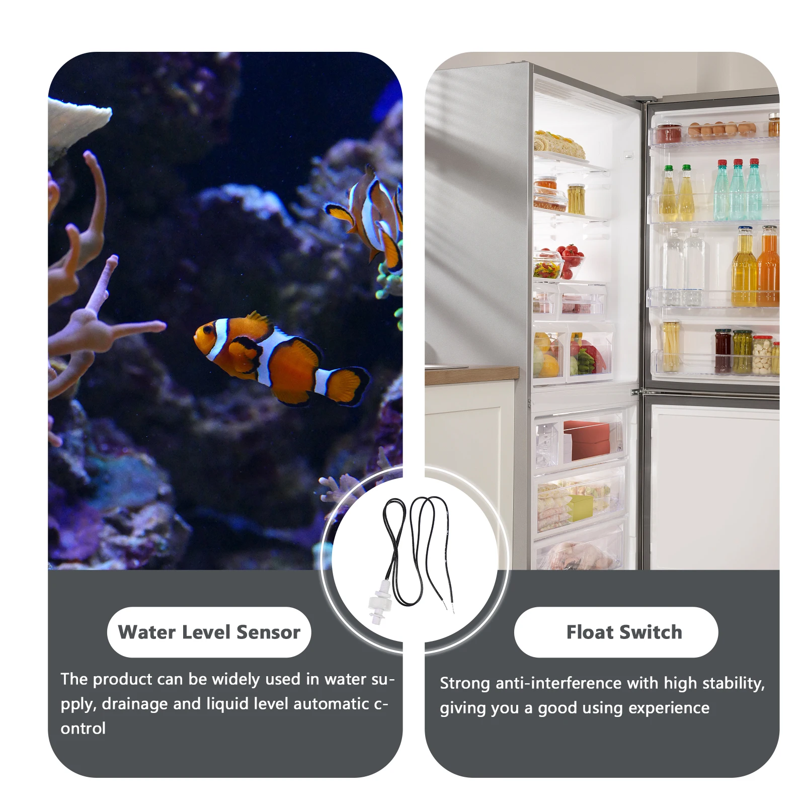 

2Pcs Liquid Level Float Switch Water Sensor Controller Fish Tank Air Conditioner Vertical Small Size Low Use