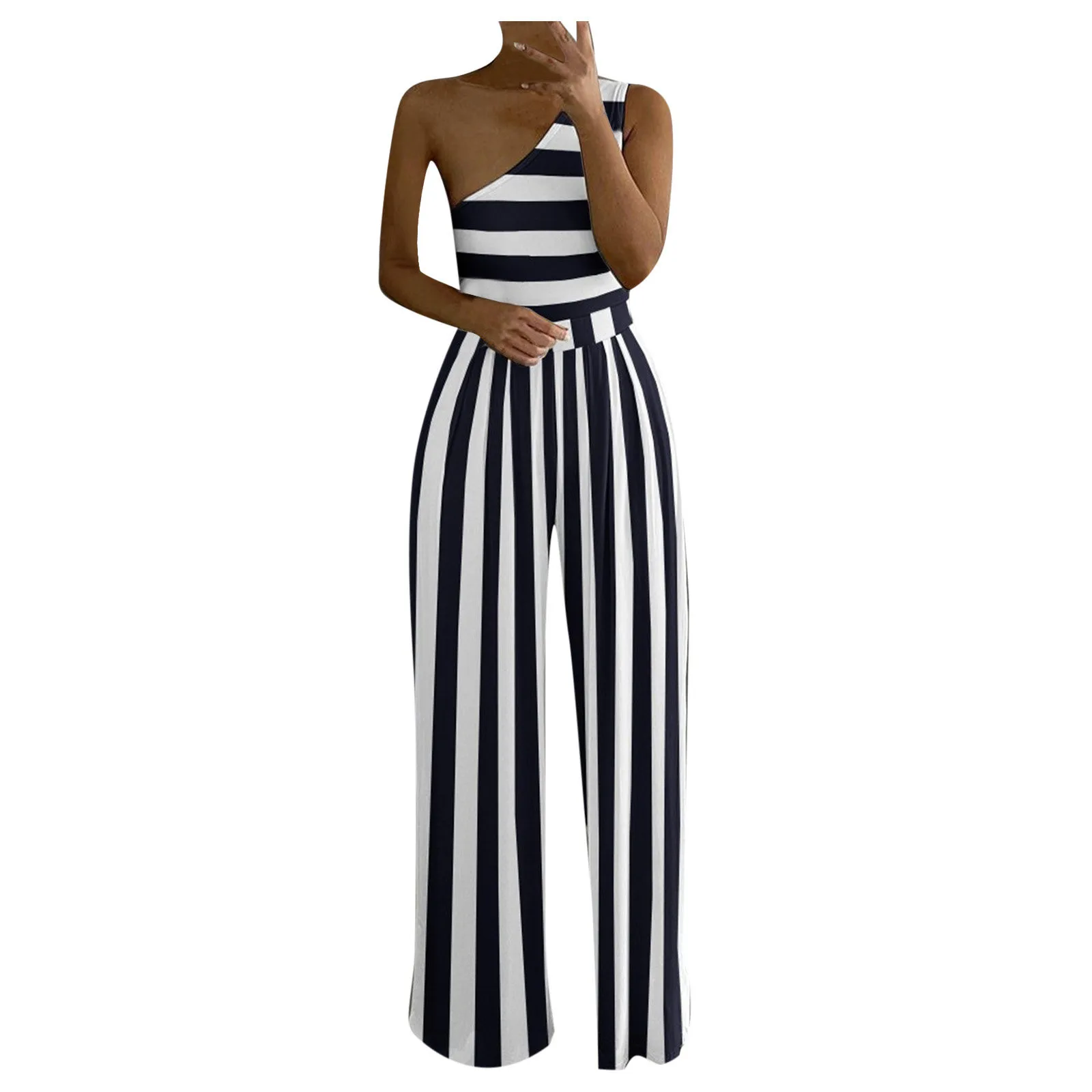 

Casual Off-Shoulder Overalls Wide Leg Pants Women Elegant Commuting Jumpsuits 2024 Summer Holiday Long Printed Playsuit Clothing