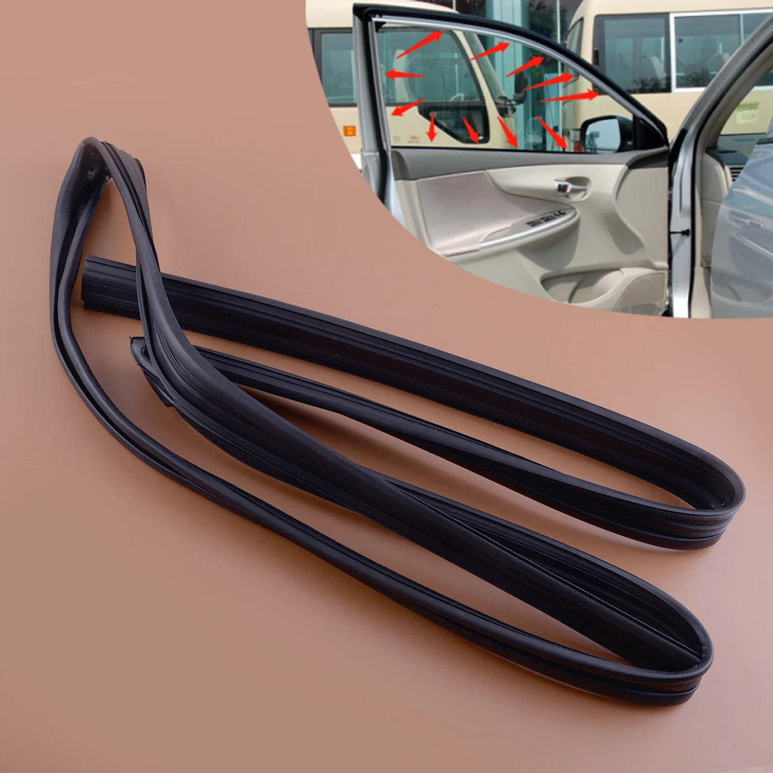 8151-12211 Front Left Door Glass Run Weatherstrip Seal Fit for Toyota Corolla ZZE122 ZRE120 2004 2005 2006 2007 2008 2009-2013