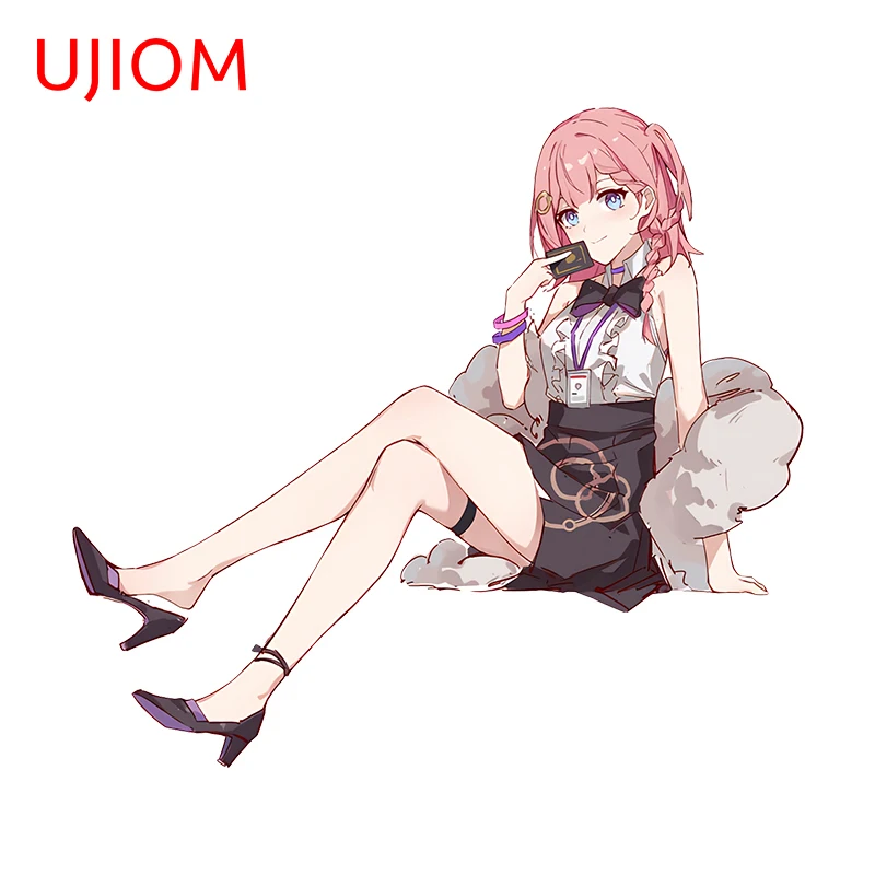 UJIOM 13cm X 11.7cm Trailblazer Cute Girls Chibi Wall Stickers Cartoon Game Room Decals Honkai Star Rail Home Decor Wallpapers